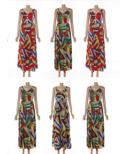 V-Neck Sleeveless Print Maxi Dress 