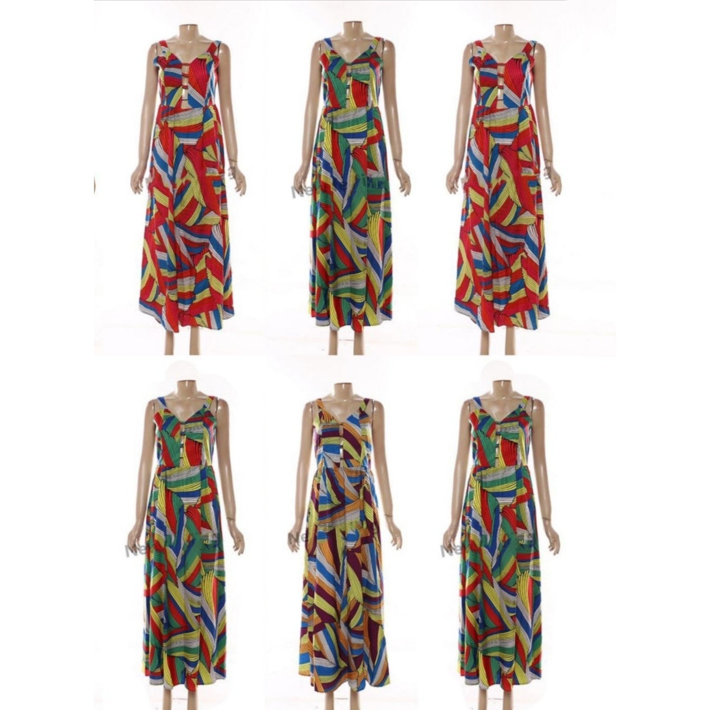 V-Neck Sleeveless Print Maxi Dress 