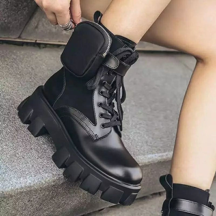 Lace up Chunky Heel Boots