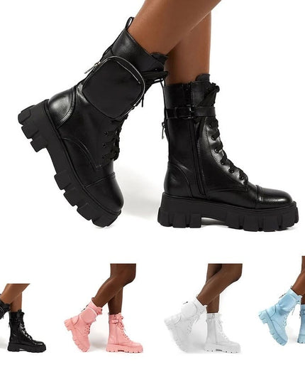 Buckle Strap Zipper Ankle Boot
