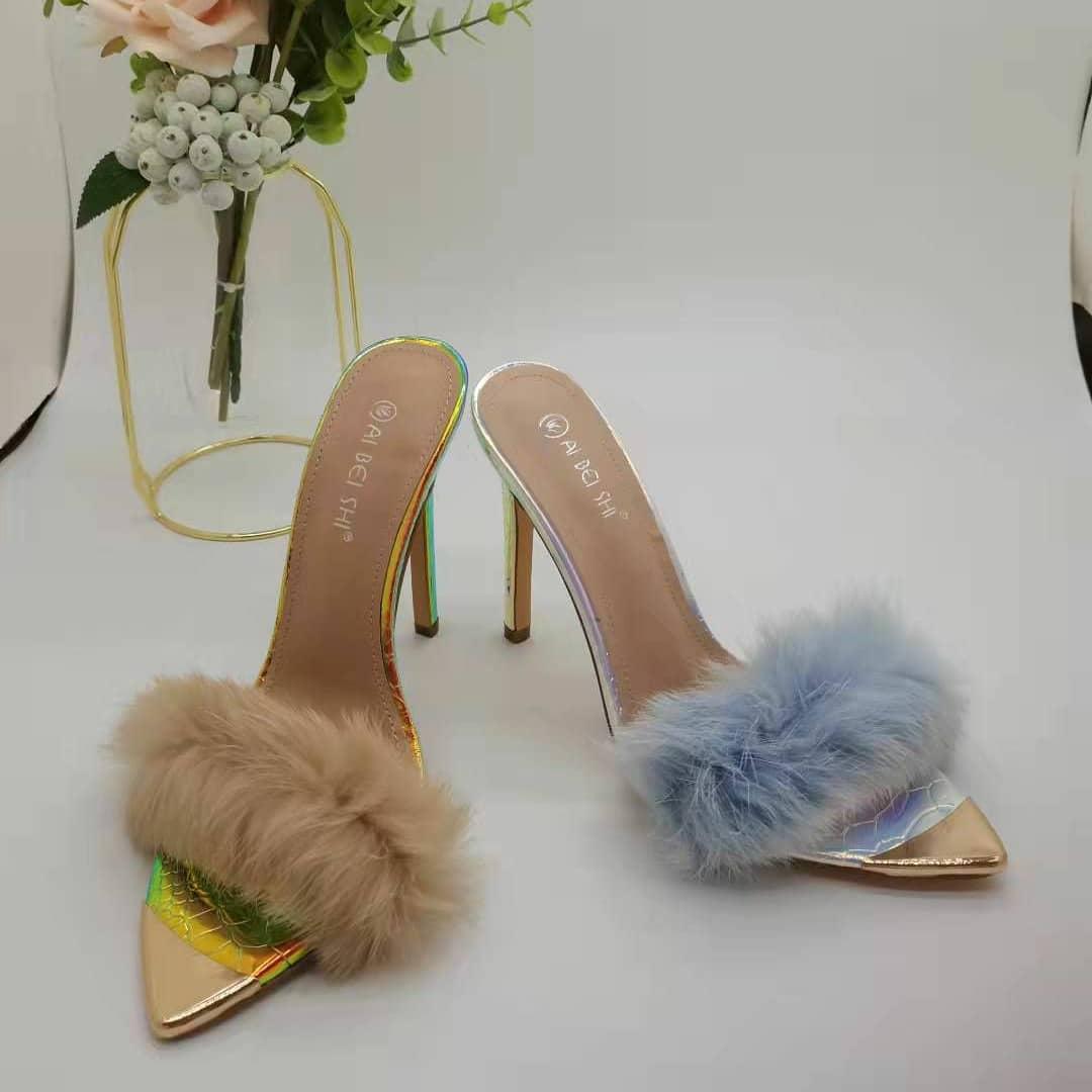 Soft Fur pointed High Heel