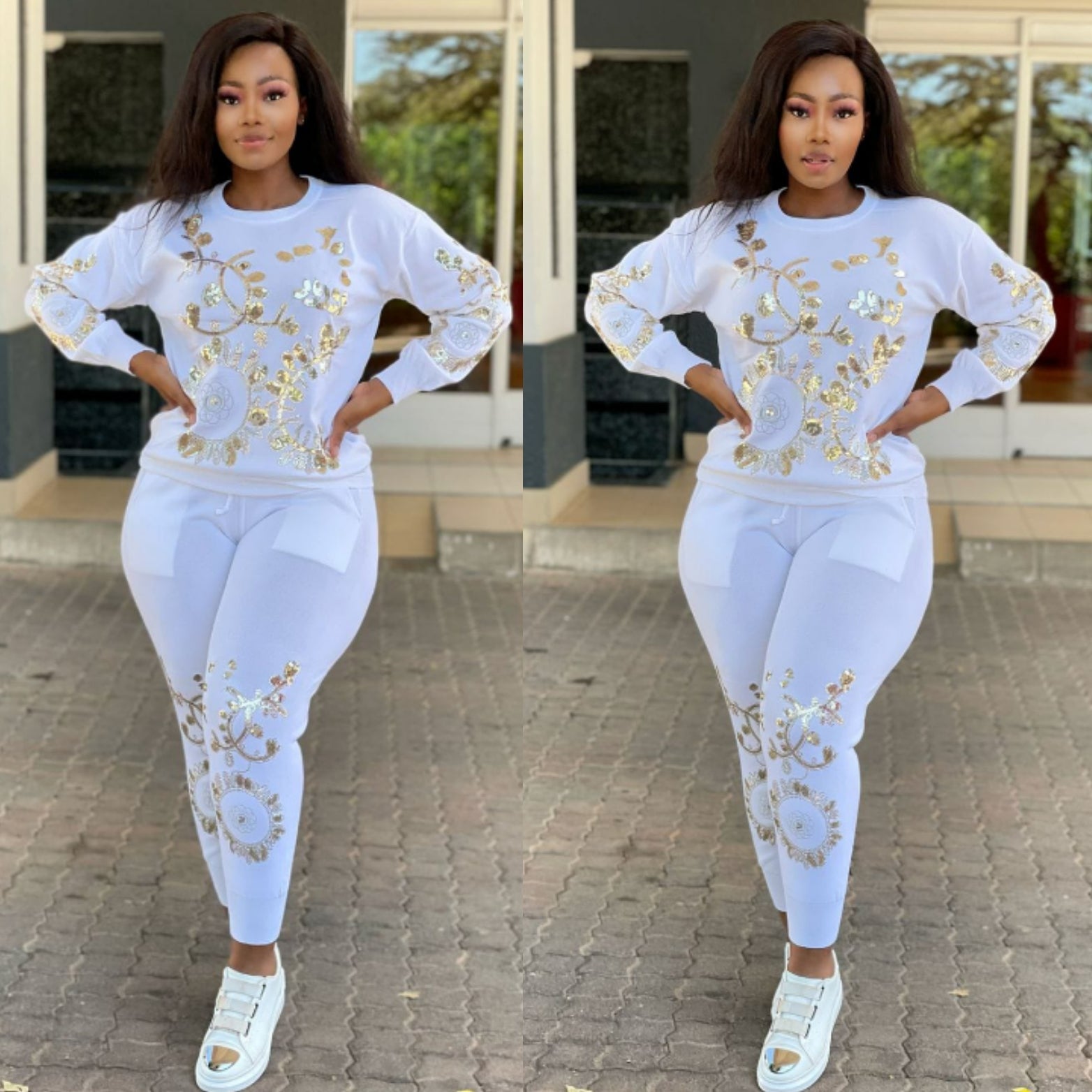 Sequins Knit Sweater + Pant Sets