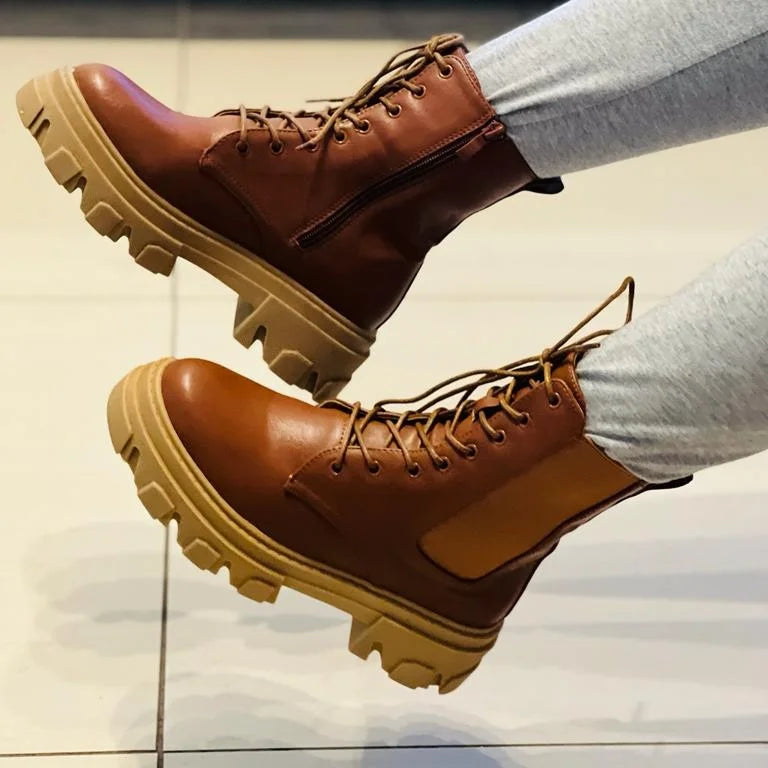 Lace up Platform Ankle Boots.