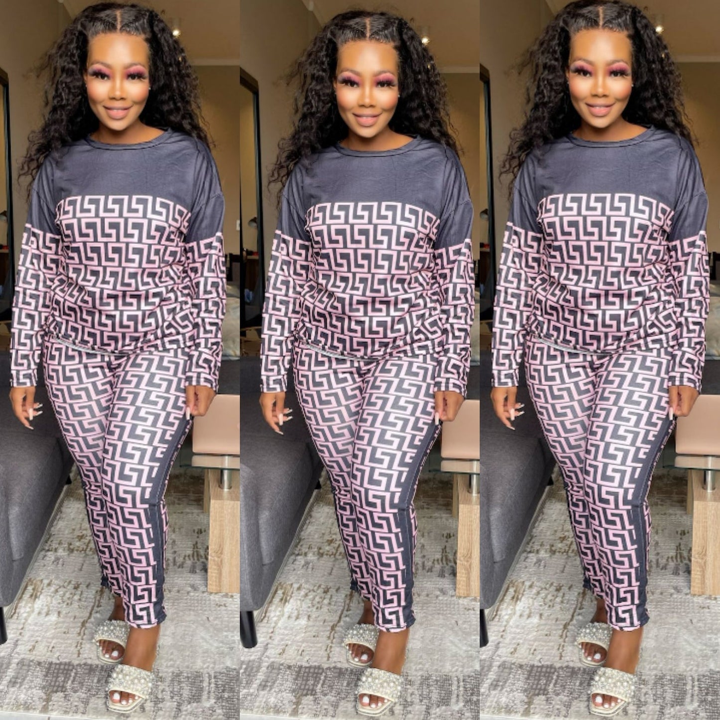Casual Print Long Sleeve Two Pieces