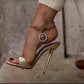 Open teo Gold slip On thin  high sandals