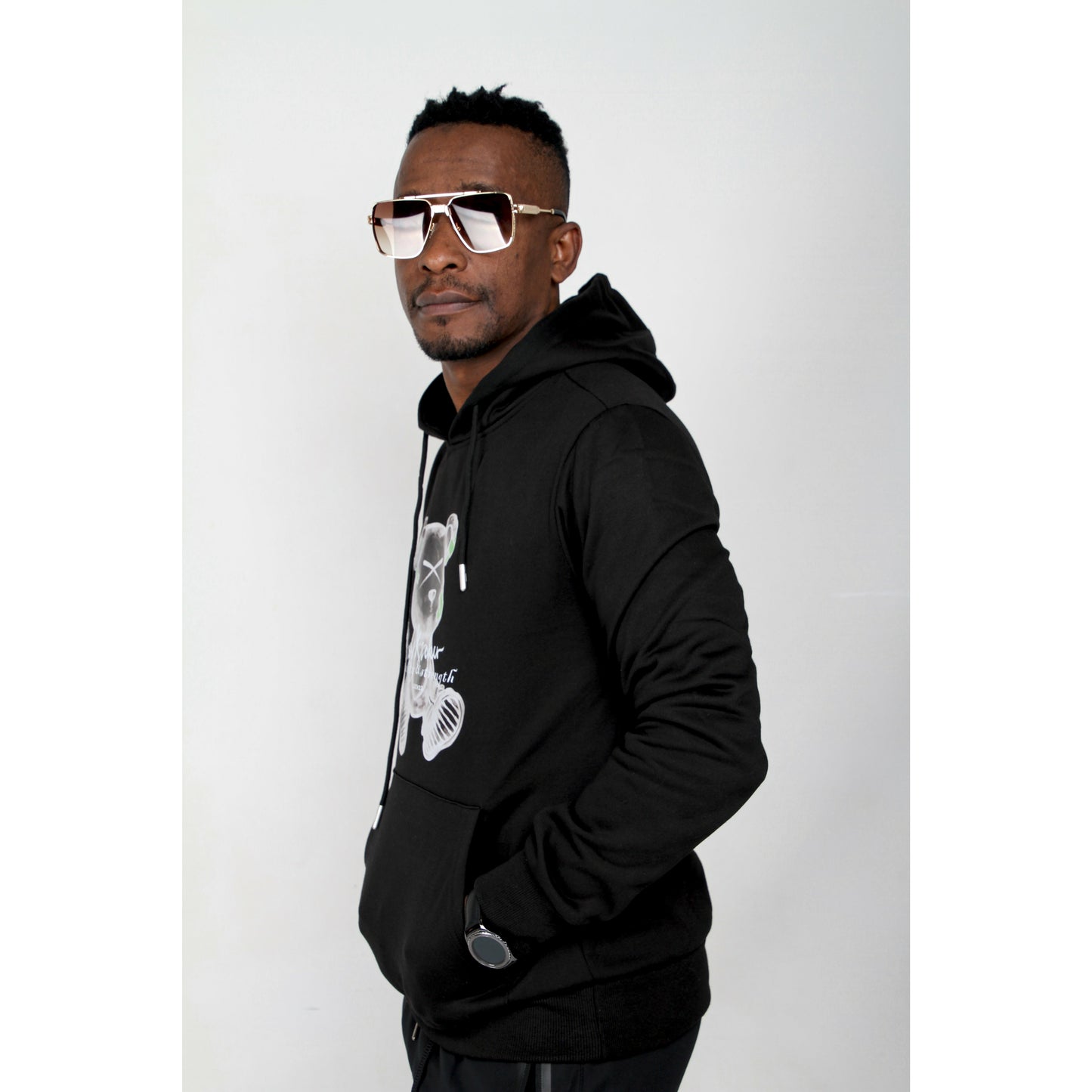 Hooded Print Sweater Men's Top