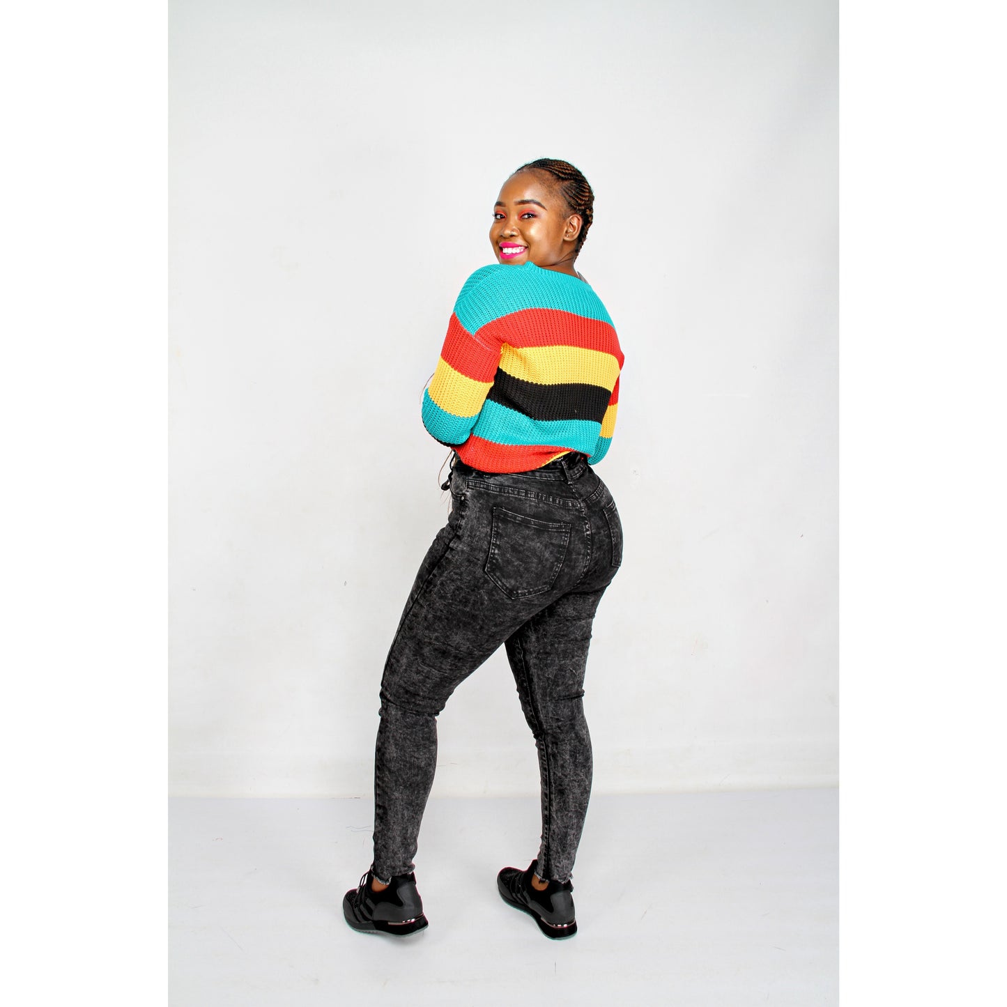 High Wasted Black Belted skinny jeans
