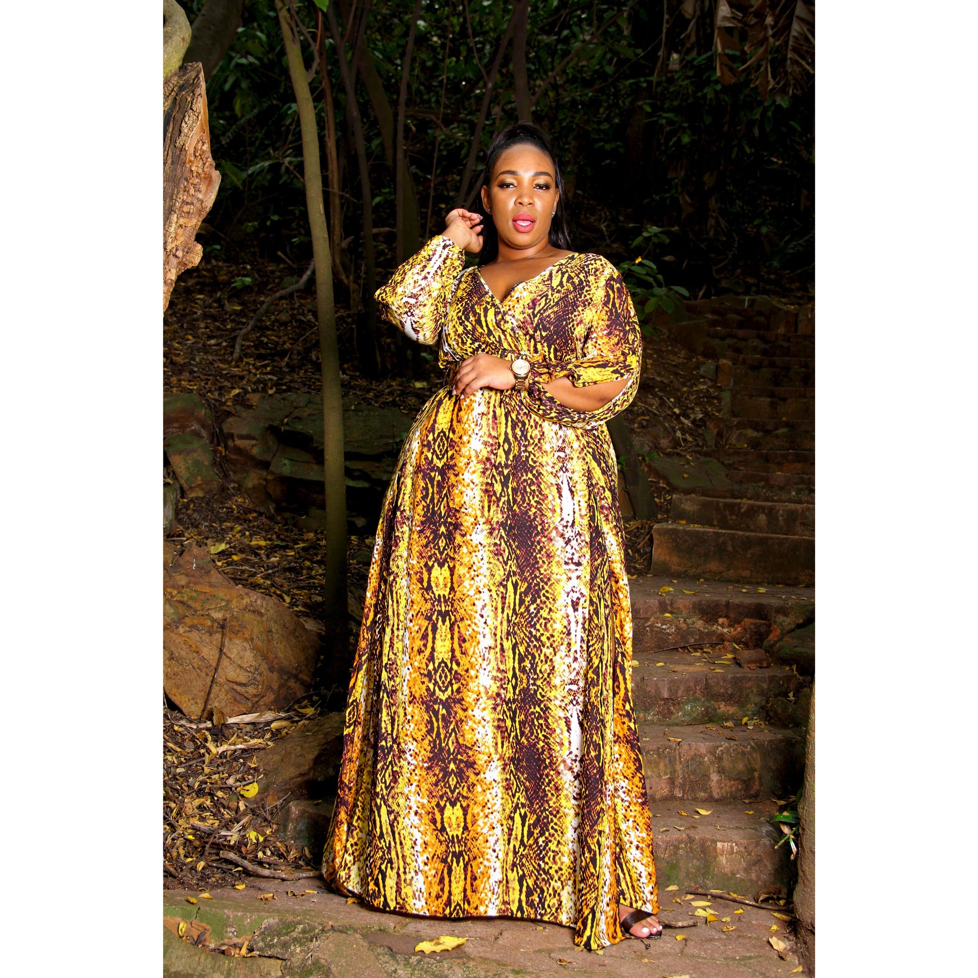 Side slit chiffon maxi dress.  - YELLOW SUB TRADING 