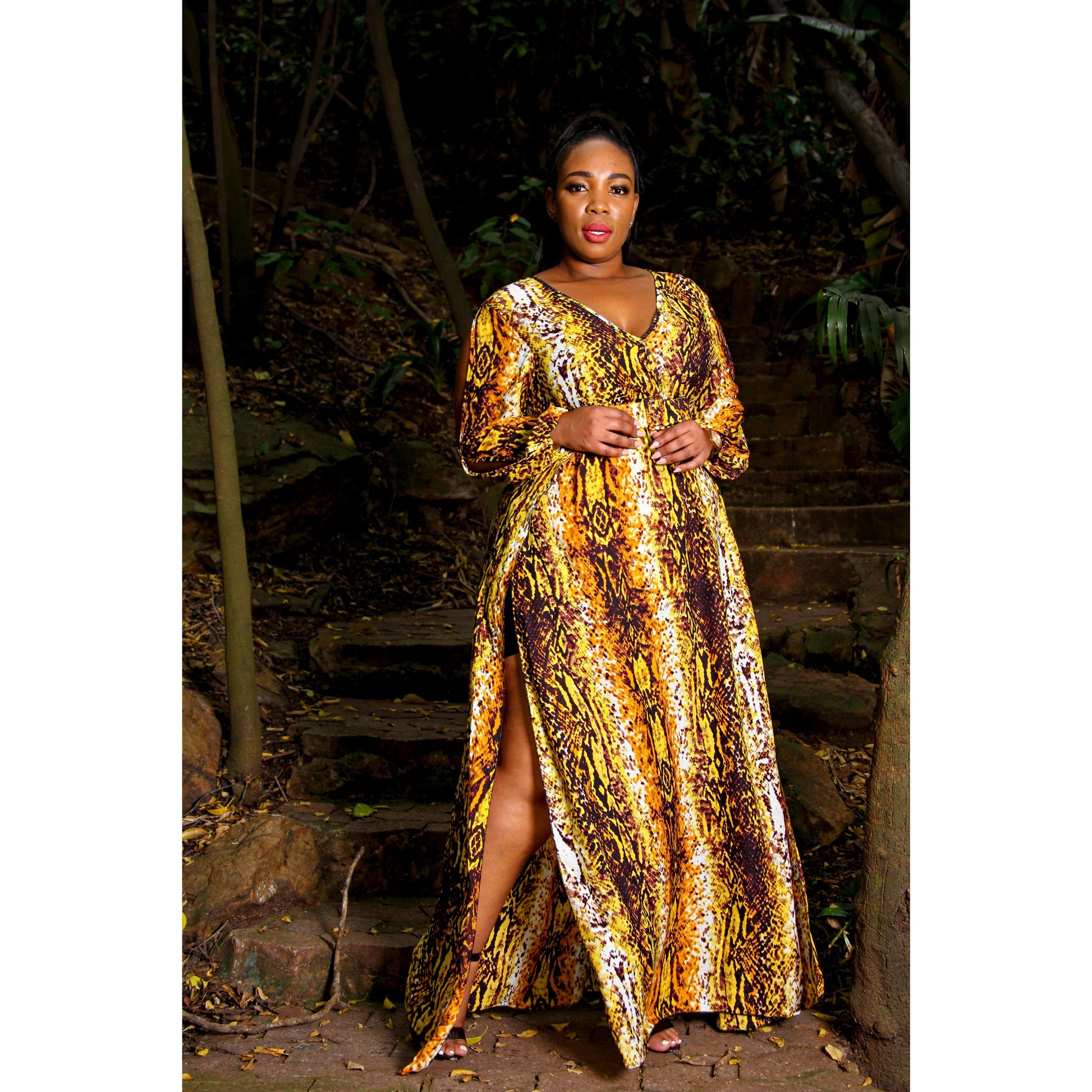 Side slit chiffon maxi dress.  - YELLOW SUB TRADING 