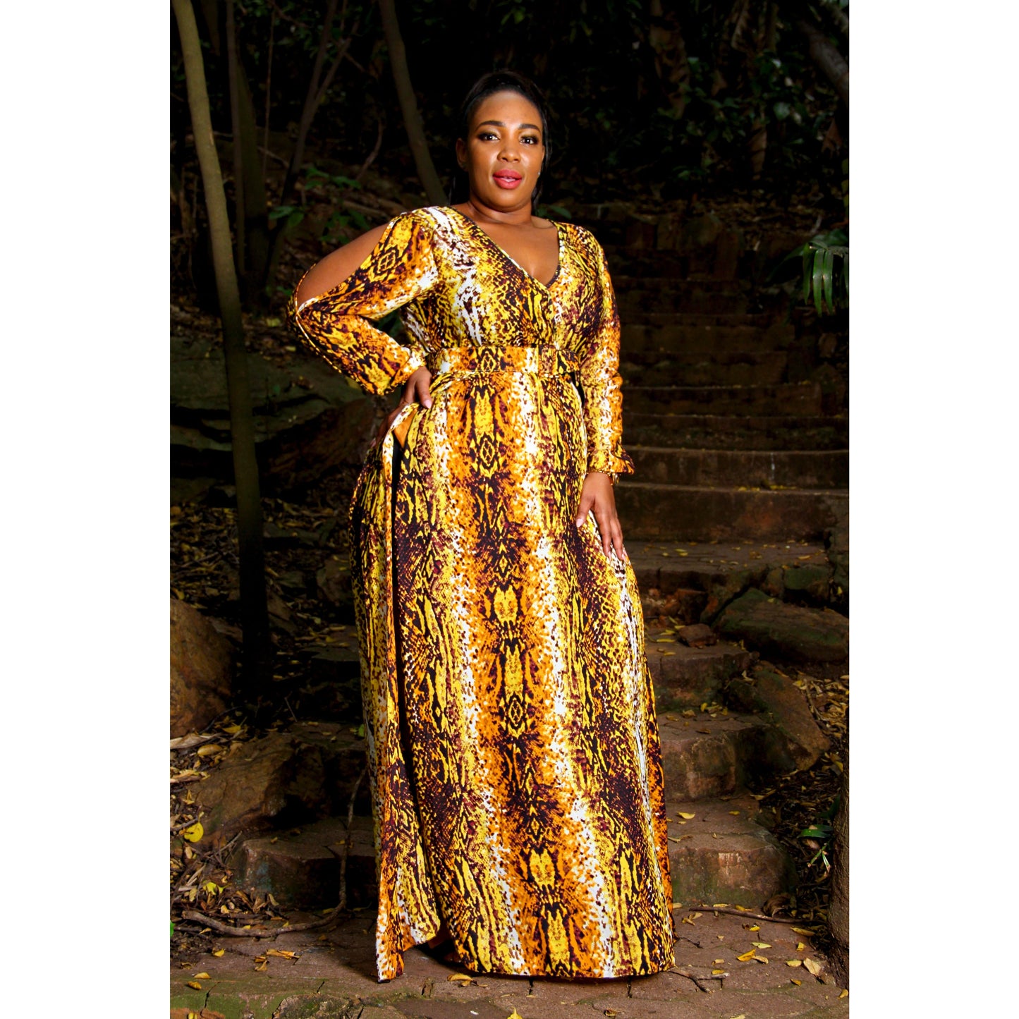 Side slit chiffon maxi dress.  - YELLOW SUB TRADING 