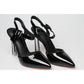 Pointed Closed Toe Crystal Heel