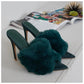 Faux Fur Open Toe Heel - YELLOW SUB TRADING 