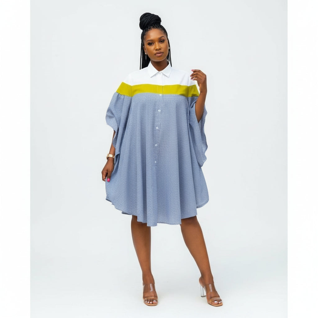 Striped Asymmetrical Shirt Dress