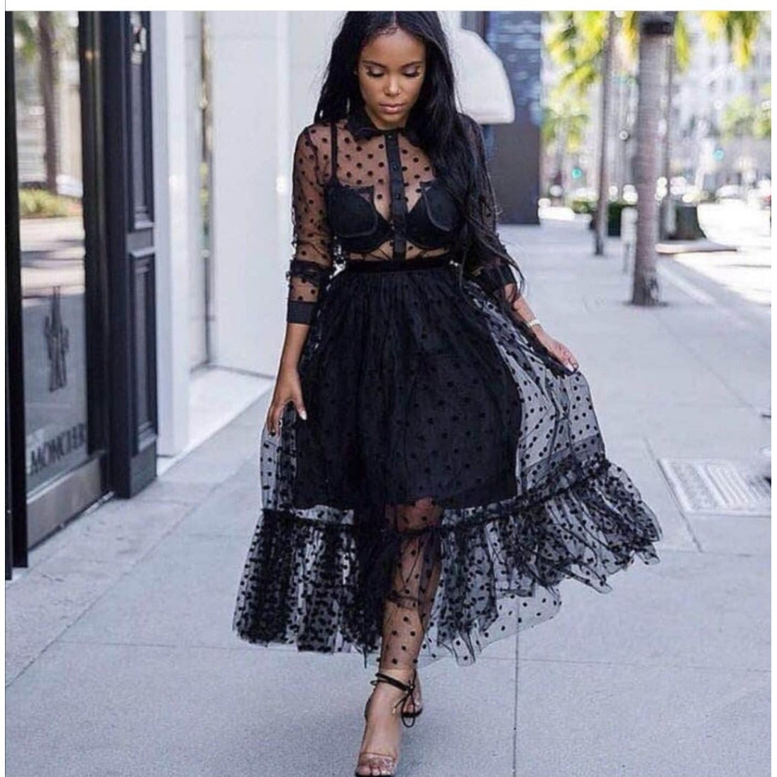 Sheer Polka Dot Dress 