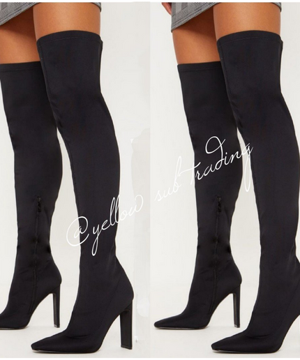 Starchy Suade Knee Boots - YELLOW SUB TRADING 