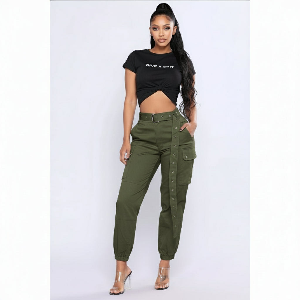 High Waisted Cargo Pants