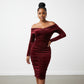 Off Shoulder Velvet Dress  - YELLOW SUB TRADING 
