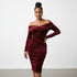 Off Shoulder Velvet Dress  - YELLOW SUB TRADING 