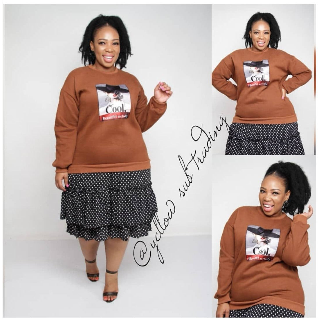 Character Print Sweater Dress - YELLOW SUB TRADING 