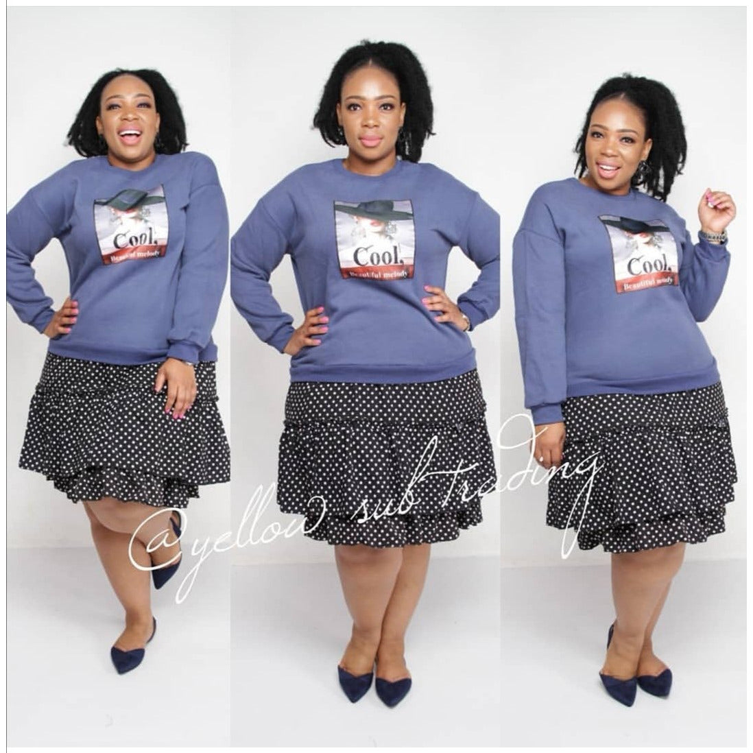 Character Print Sweater Dress - YELLOW SUB TRADING 