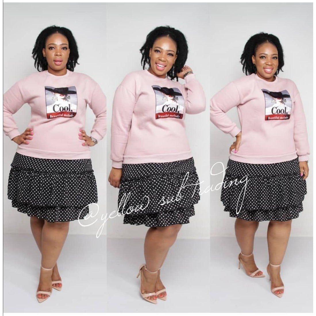 Character Print Sweater Dress - YELLOW SUB TRADING 