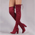 Suede Thigh High Sock Chunky Heel Boots - YELLOW SUB TRADING 