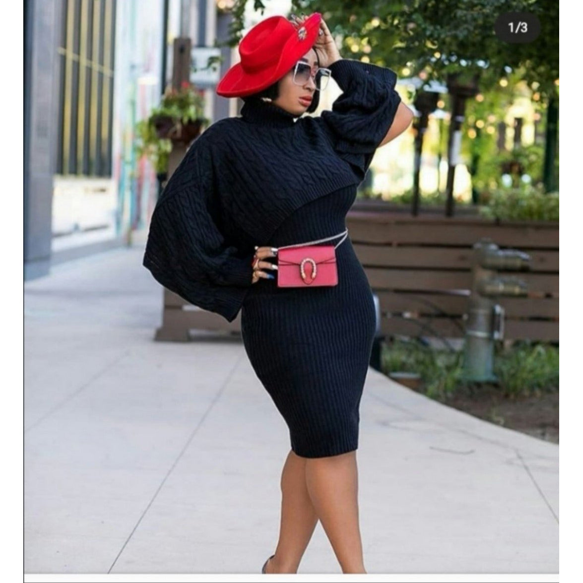 Sweater Turtleneck Dress Two-piece Set