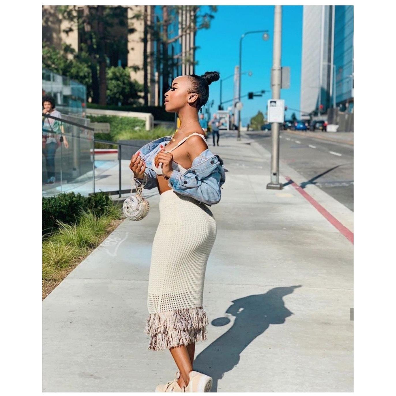 Fringe Detailed Pencil Skirt 