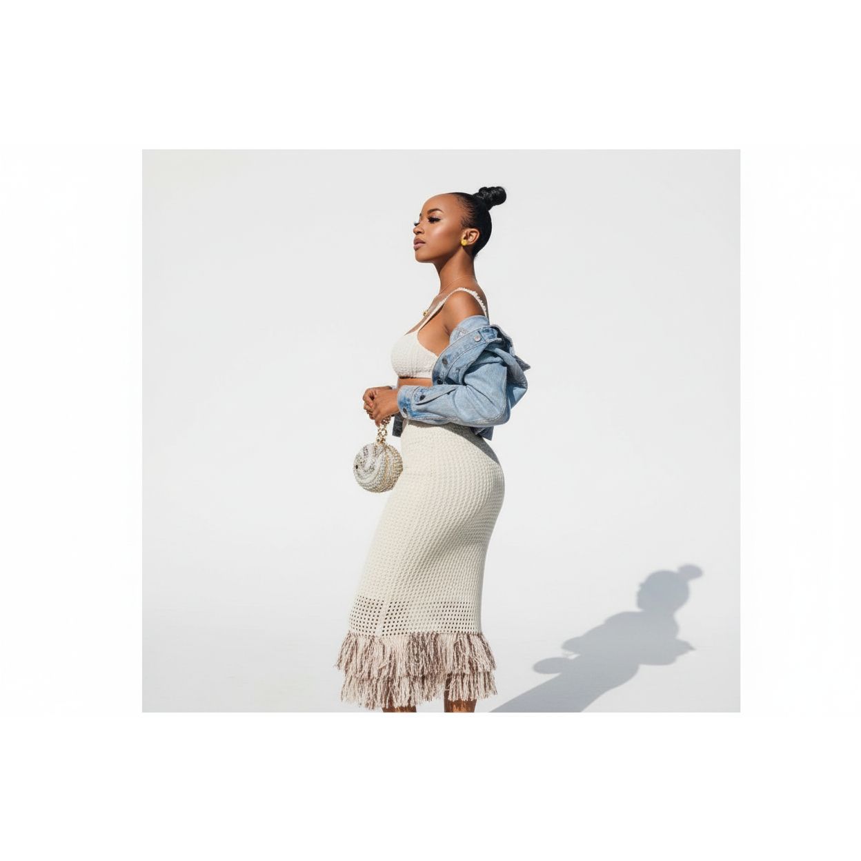 Fringe Detailed Pencil Skirt 