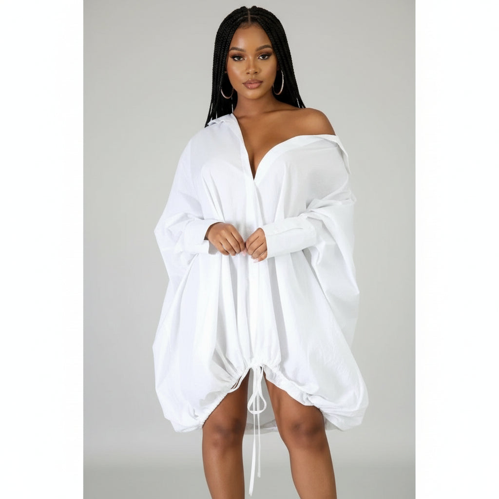 Sexy Drawstring Plus Size Dress