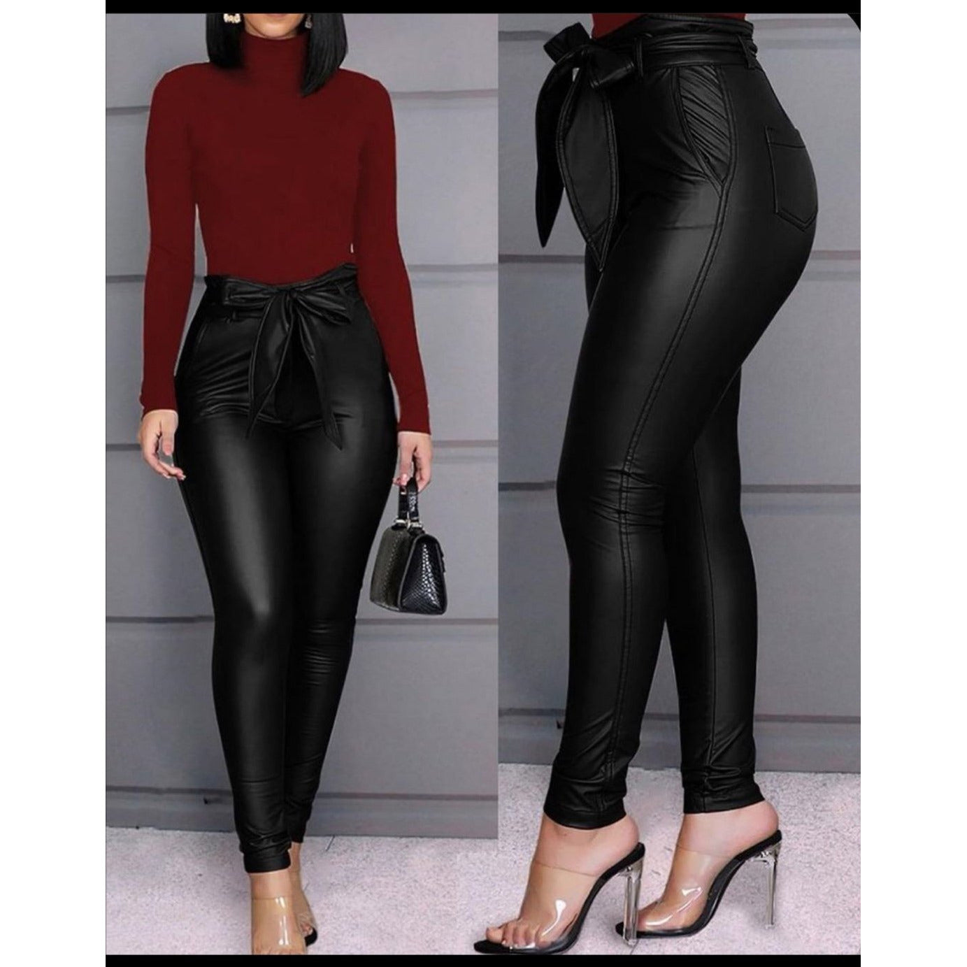 Pu Leather High Waisted Pant 