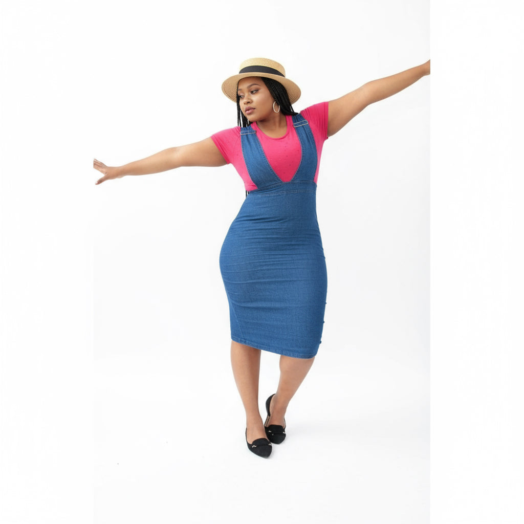 Denim Suspender Dress 