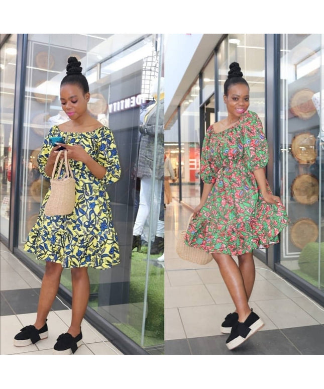 Off Shoulder Ankara Dress – YELLOW SUB TRADING - Main Image