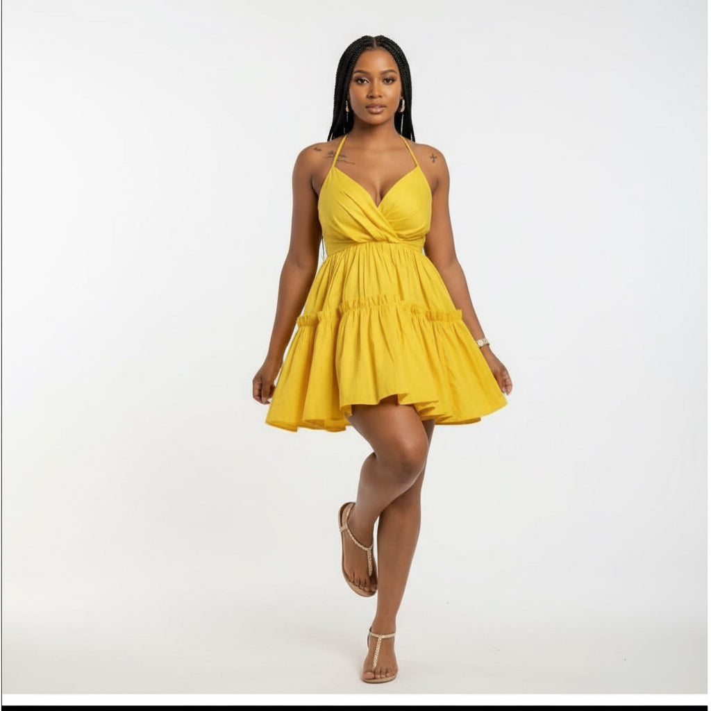 Deep V-Neck Mini Dress