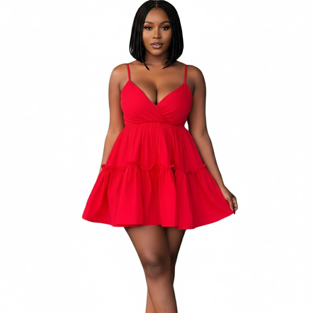 Deep V-Neck Mini Dress