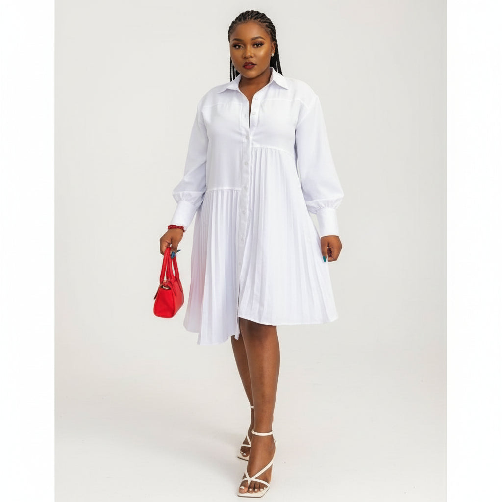 Half button shirt dress