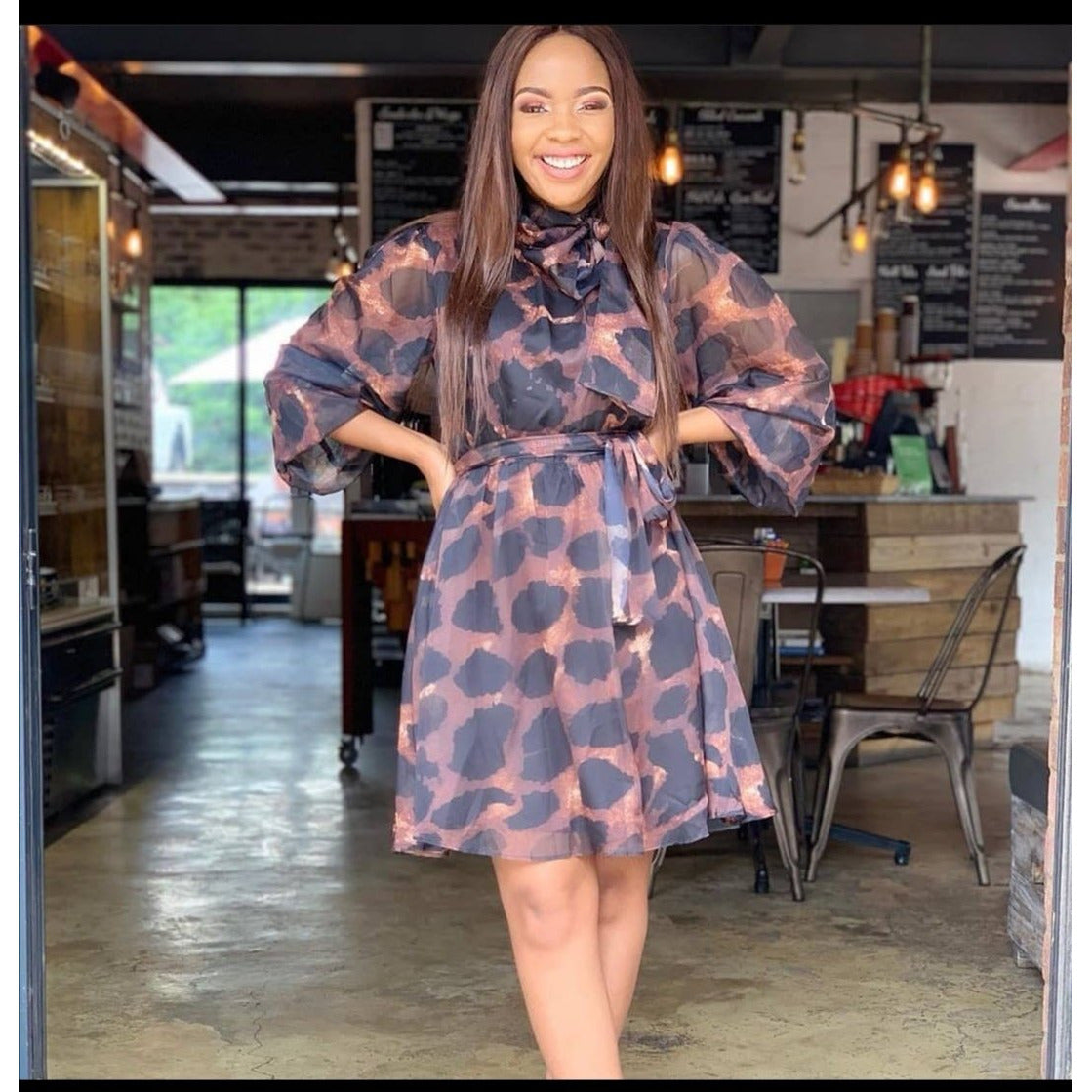 Sheer Leopard Print Dress 