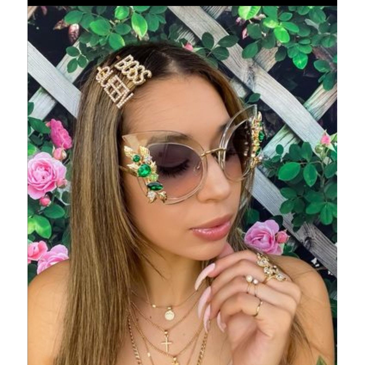 Flower Rhinestone Sunglas