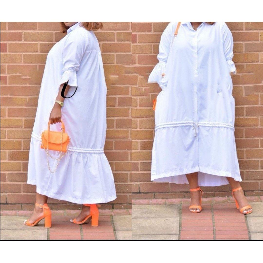 Plus-size Long Sleeve long Shirt Dress 