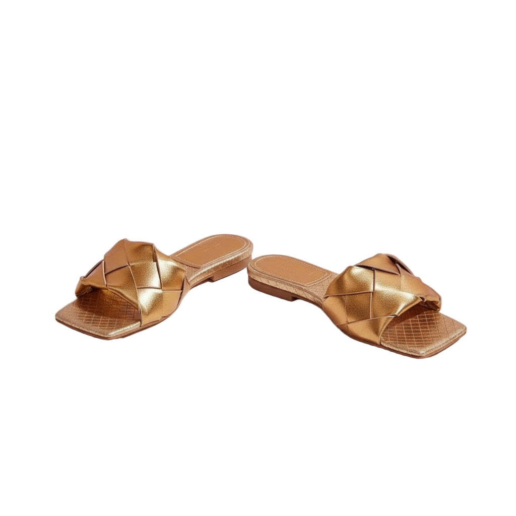 Square Toe Weave Flats Shoes