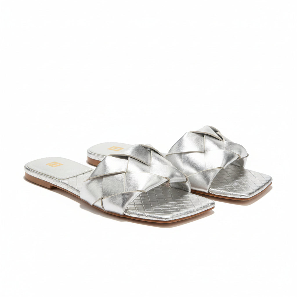 Square Toe Weave Flats Shoes