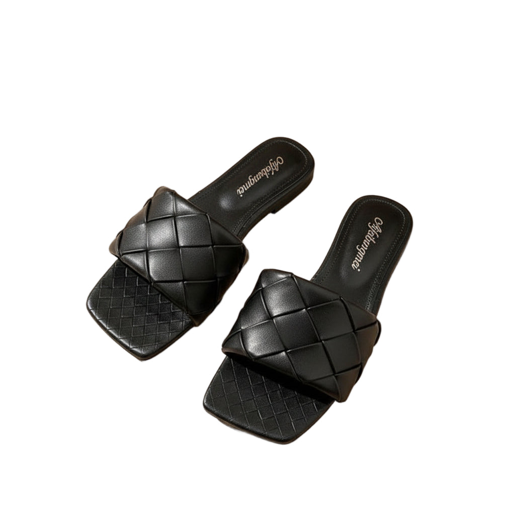 Square Toe Weave Flats Shoes