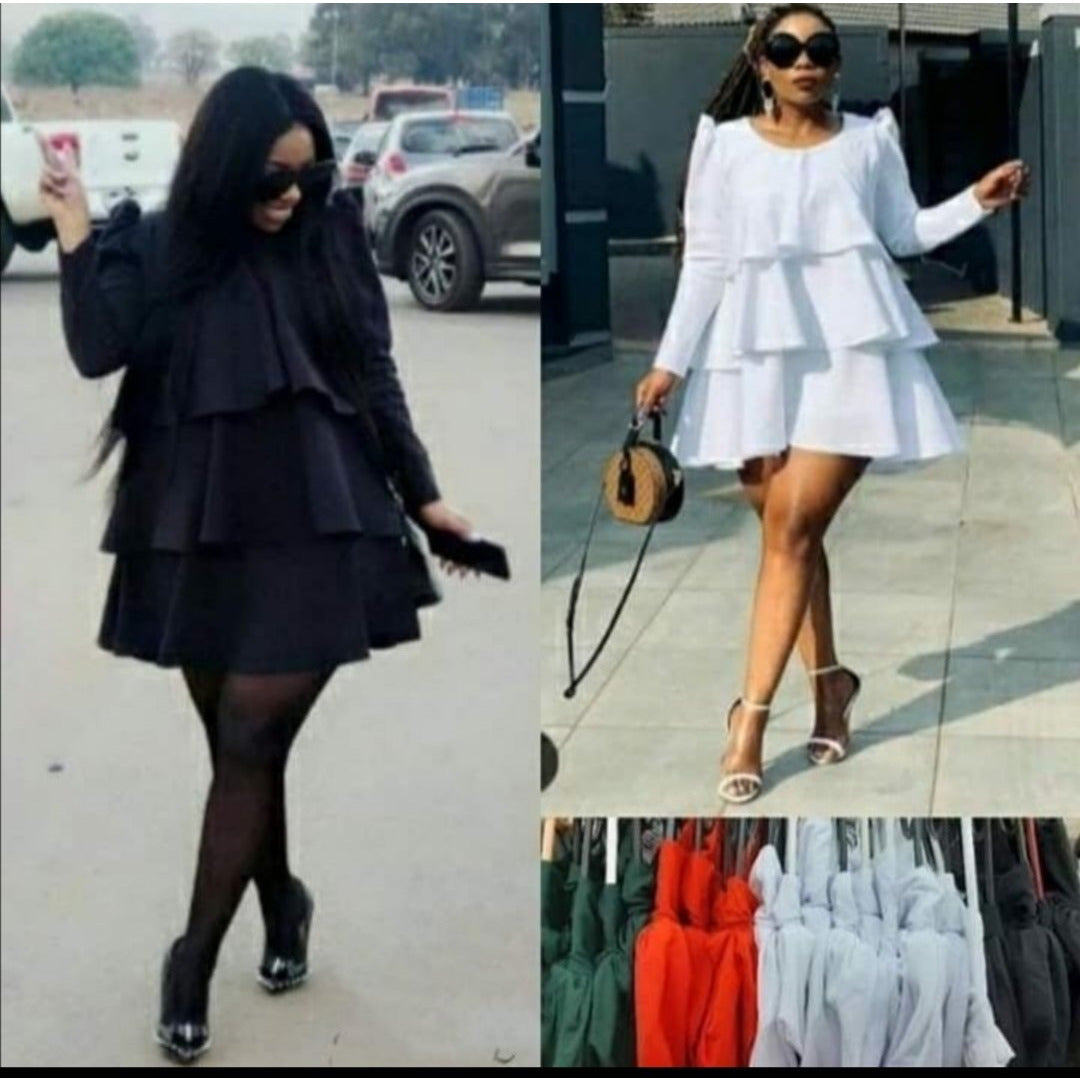 Layered Long Sleeve Midi Dress