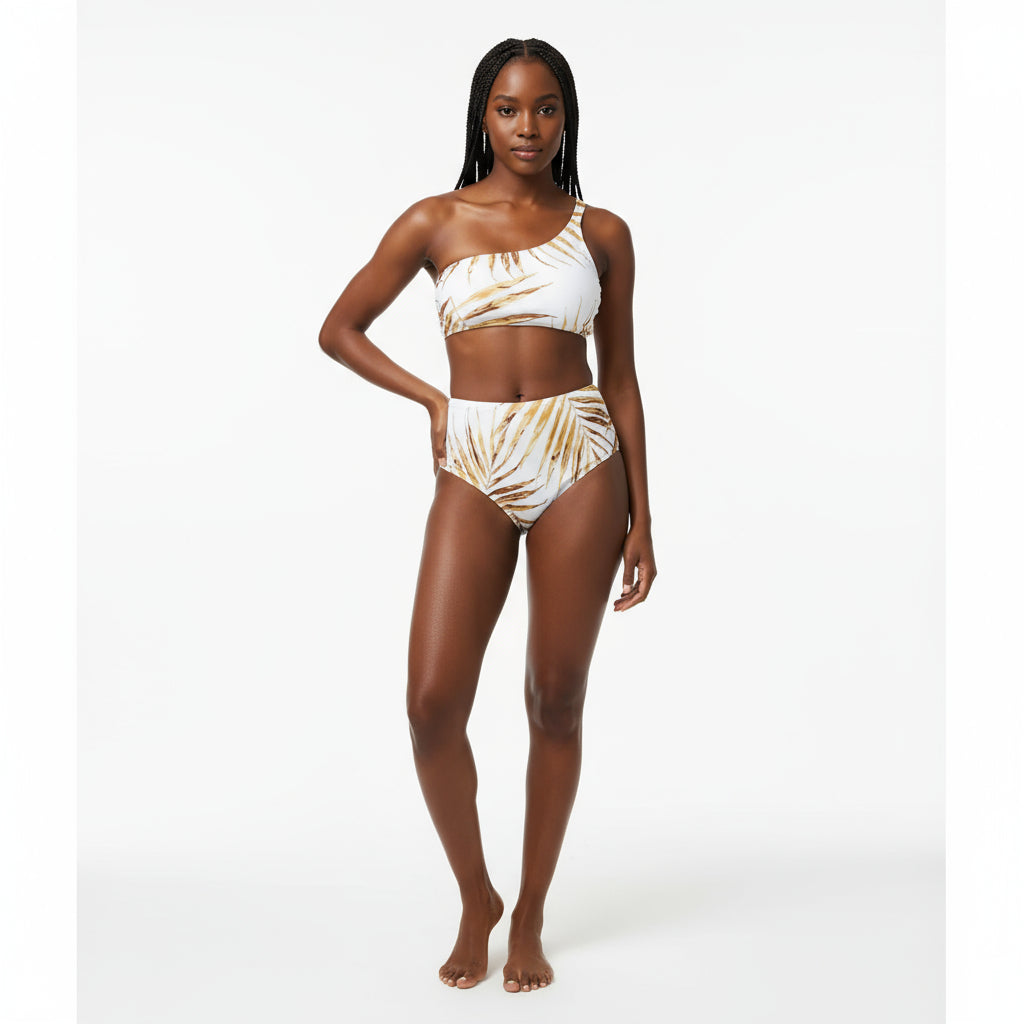 leaves print 3pcs bikini Set