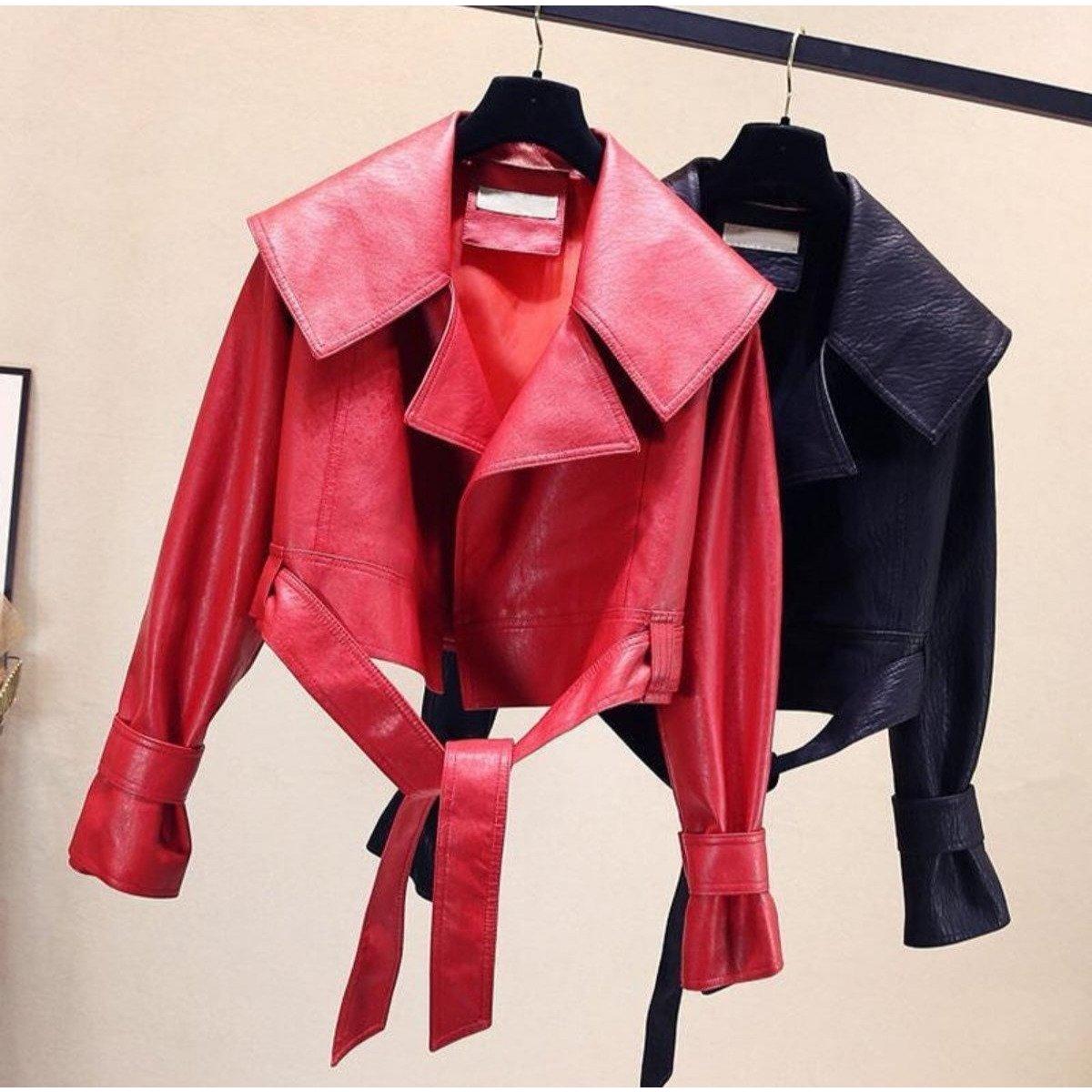 Faux Lather Crop Jacket