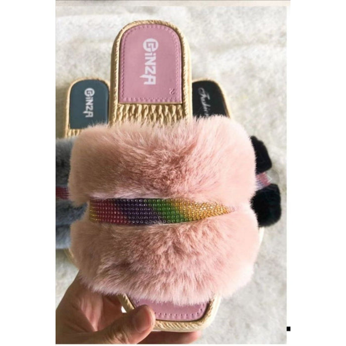 Furry Slides Outside Sexy Shoes