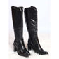 Long Chunky Block High Heel Boots