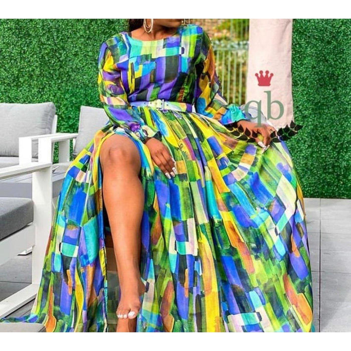 Women'S Yellow Floral Printed Maxi Dress main image 1