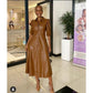 Button Up Faux Lather Vintage Dress