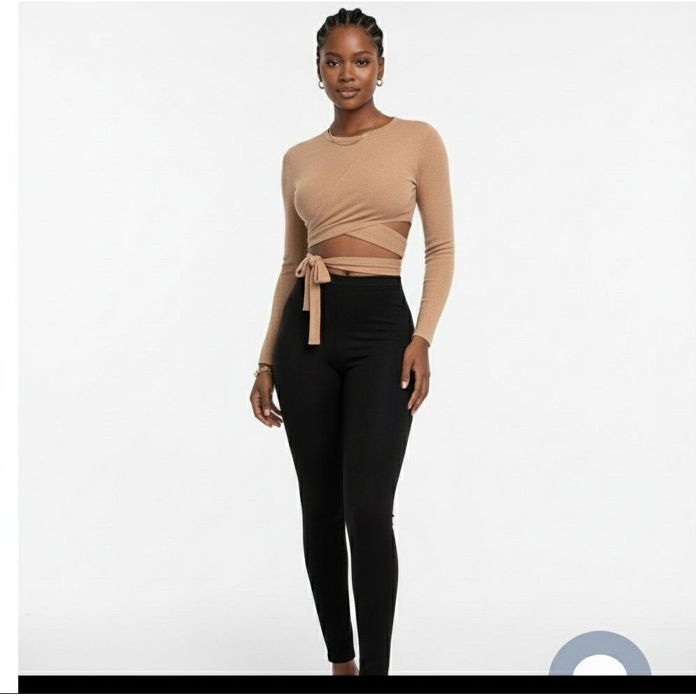 Long-Sleeved Round Neck Cutout Top